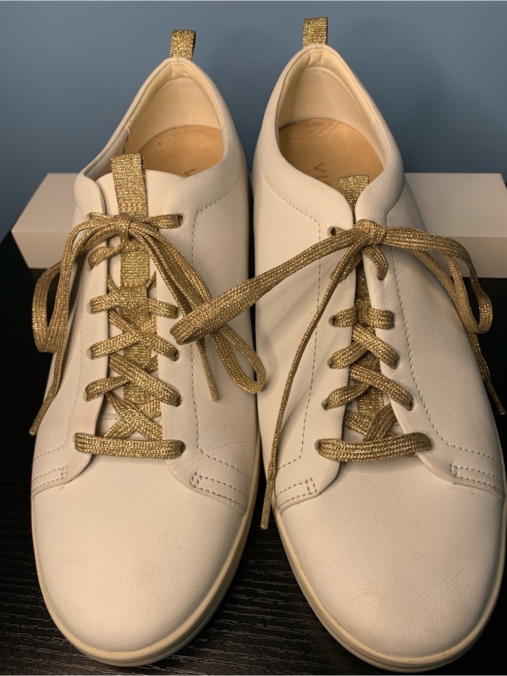 Vionic White Sneakers with Gold Accents